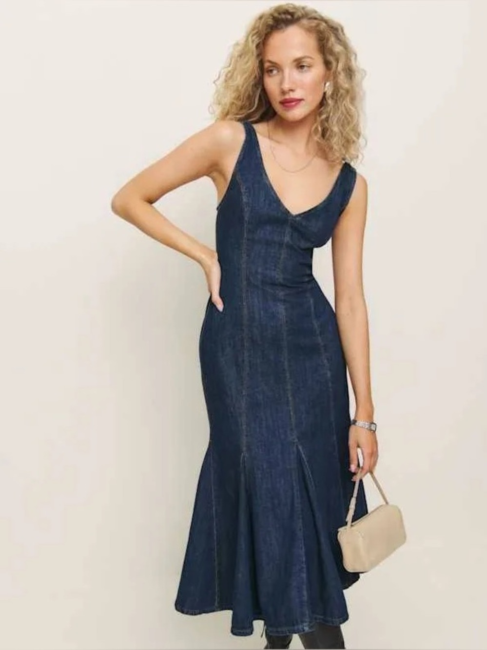 Reformation Serafina Denim Midi Dress